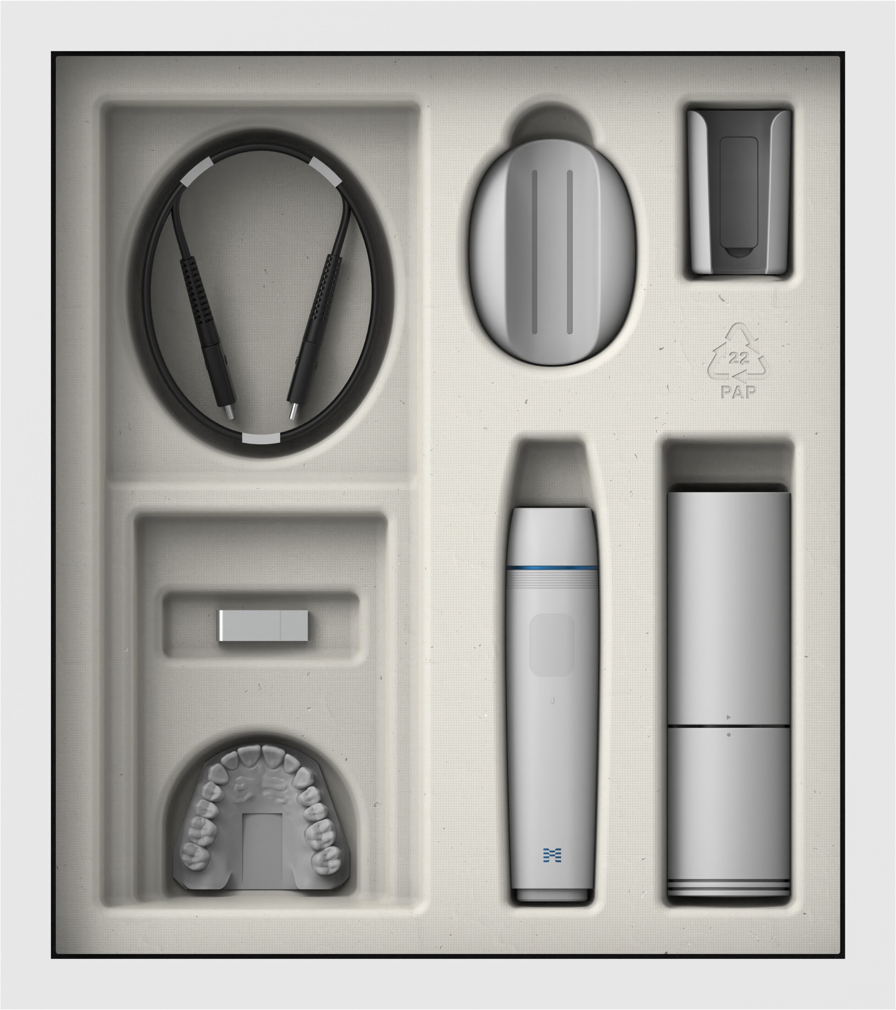 Medit i900 Touch — complete package tray with all accessories